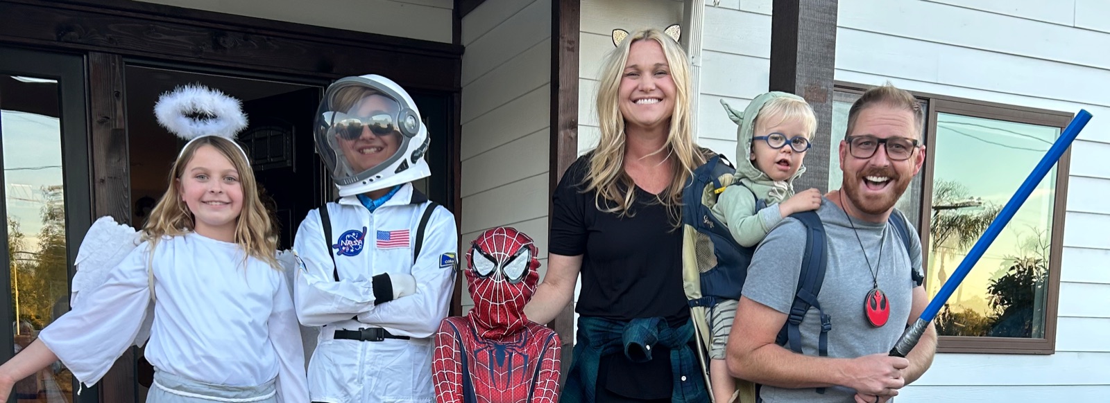 The Mueller family in Halloween costumes