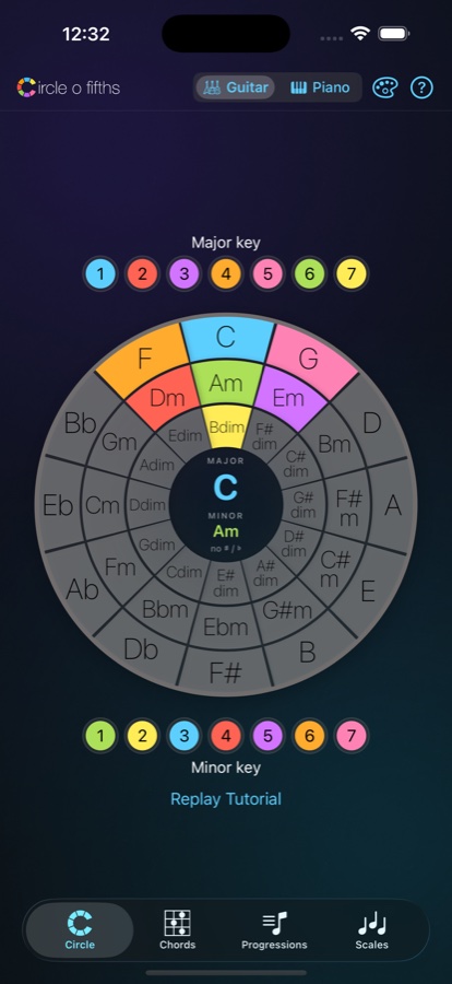 Circle o Fifths circle screen