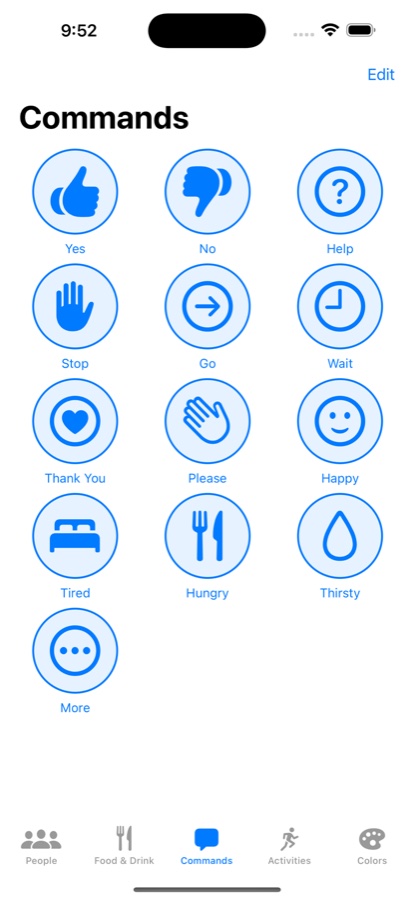 Speech EZ commands screen